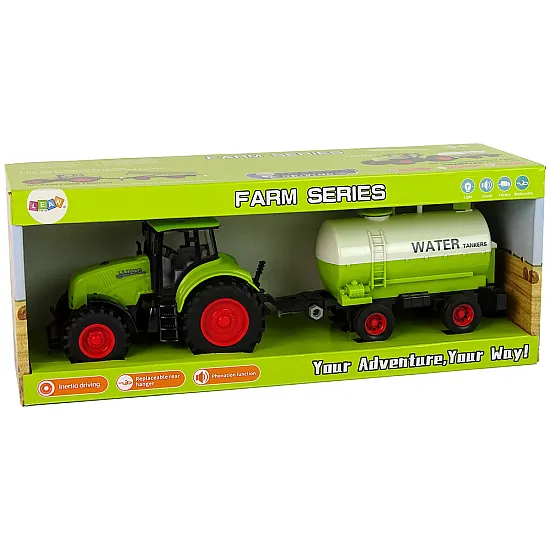 Traktors un piekabe ar lieliem riteņiem Green Farm