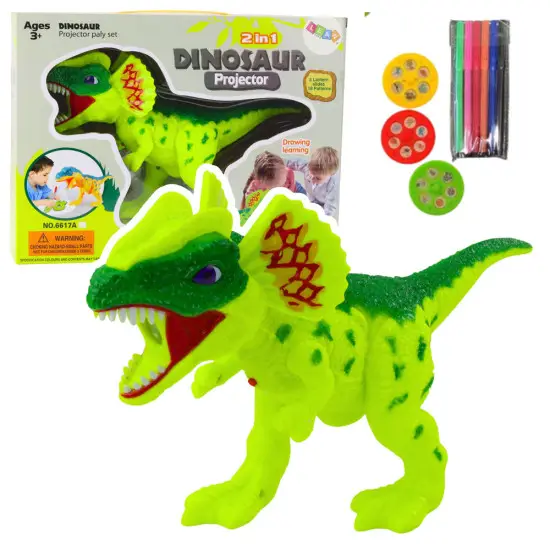 Zaļš dinozauru projektors ar pildspalvu