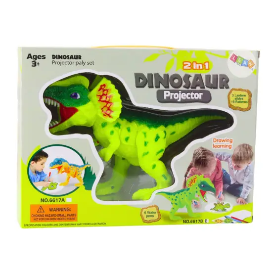 Zaļš dinozauru projektors ar pildspalvu
