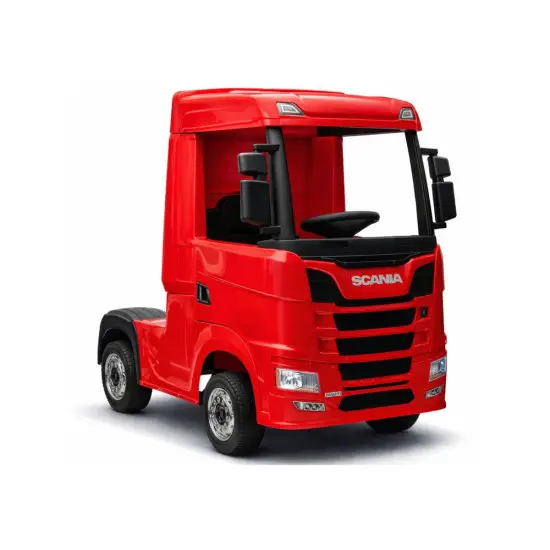 Sarkana elektriskā kravas automašīna Scania 500R HL698 Puspiekabes