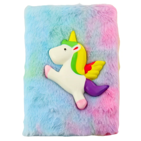 Šķiedras piezīmju grāmatiņa ar 3D vienradža zīmējumu Kancelejas preces