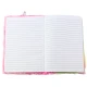 Rozā plīša piezīmju grāmatiņa ar līnijām un vienradzis Piezīmjdatori