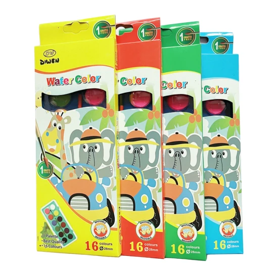 Akvareļkrāsu komplekts ar otu 16 krāsas Krāsvielas