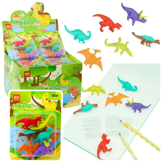 Set of 6 School Dinosaurs Erasers Kancelejas preces