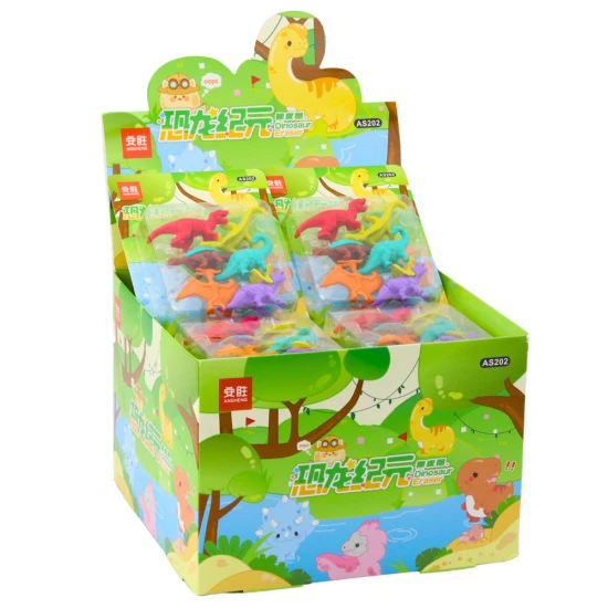 Set of 6 School Dinosaurs Erasers Kancelejas preces