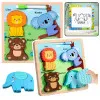 Puzzle Board 2in1 koka izglītojošs marķieris savvaļas dzīvniekiem
