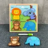 Puzzle Board 2in1 koka izglītojošs marķieris savvaļas dzīvniekiem
