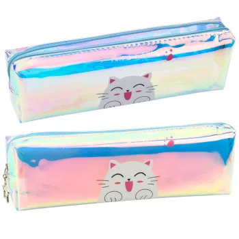Zils penālis ar hologrāfisku kaķa attēlu 21 x 6 cm