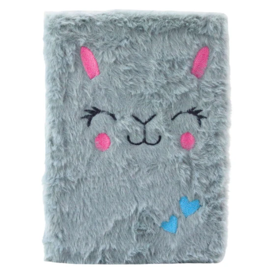 Pelēka piezīmju grāmatiņa ar trusīti A5, 80 lappuses Piezīmjdatori