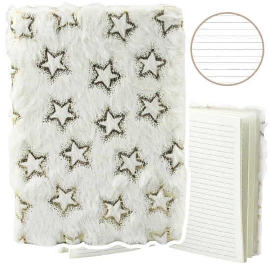 Balta piezīmju grāmatiņa ar līnijām un zelta zvaigznītēm, A5, 80 lapas. Piezīmjdatori