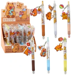 Gēla pildspalva ar piekariņu, zila tinte Kapibara 14,5 cm