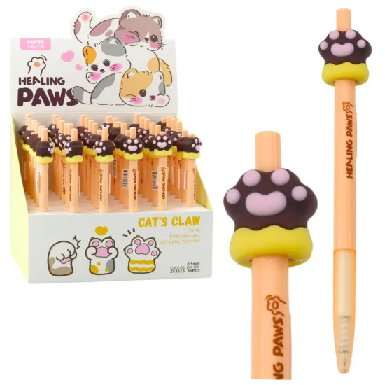 Gelinis rašiklis, mėlynos spalvos rašalas, 15 cm, 0,5 mm Cat's Paw Pieštukai ir rašikliai
