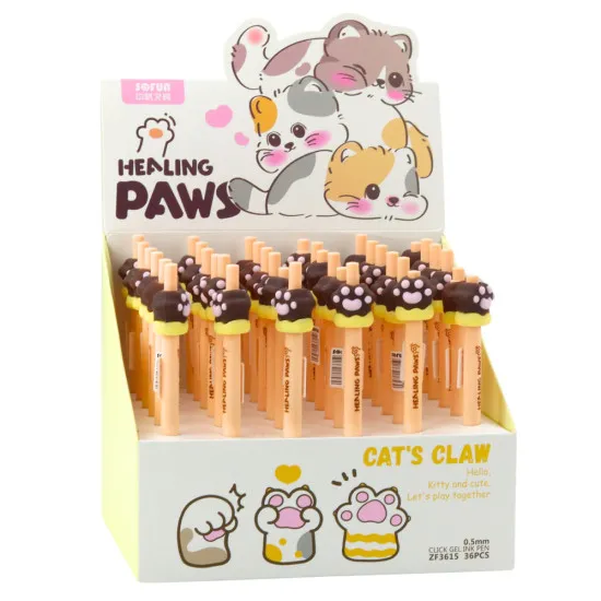 Gelinis rašiklis, mėlynos spalvos rašalas, 15 cm, 0,5 mm Cat's Paw Pieštukai ir rašikliai