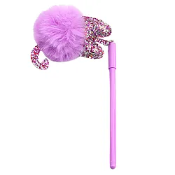Violetinis gelinis rašiklis su dangteliu ir mėlynu rašalu, 17 cm, 0,5 mm