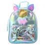 Bērnu zilā mugursoma ar kustīgu vienradža ragu un konfeti, 25 cm, 4,5 l