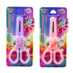 Bērnu šķēres ar futrālīti, rotātas ar dažādiem zirgu motīviem, 14 cm