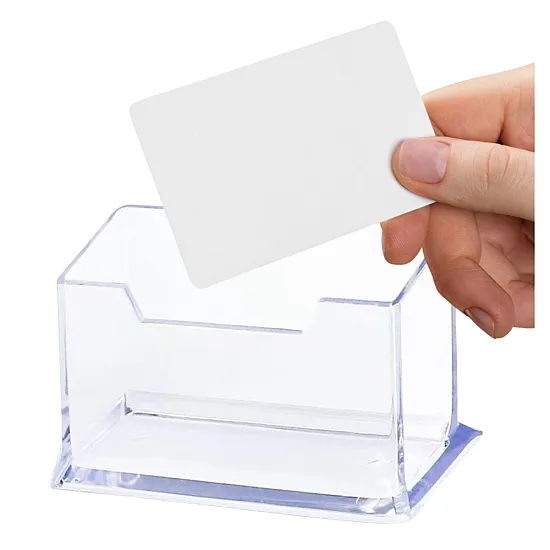 Caurspīdīgs plastmasas vizītkartu turētājs, 11 cm Nelieli kancelejas piederumi