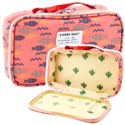 Rozā zīmuļlieta ar iekšējo kabatiņu un zivtiņu 22,5cm