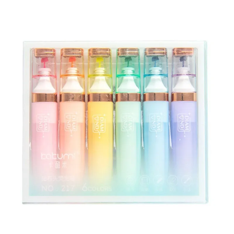 Highlighter Set Pastel Gold Color Elements 6 Pcs Kancelejas preces