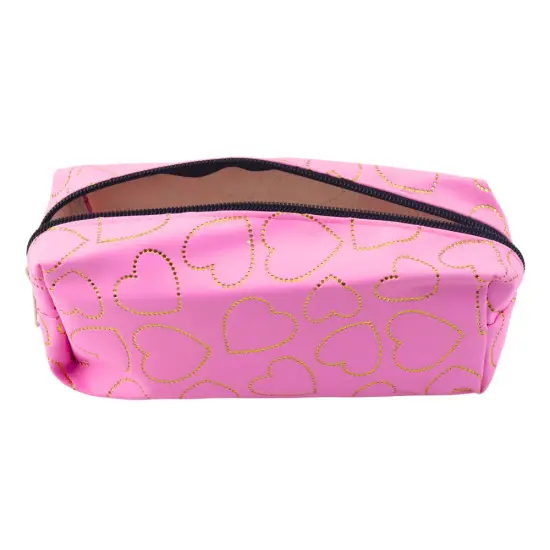 Rozā penālis ar vienu nodalījumu, ar zelta sirsniņām 20 x 8 cm Vimpeļi