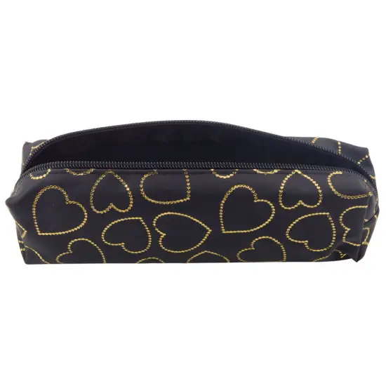 Melns penālis ar zelta sirsniņām, viens nodalījums, 20x6,5 cm Vimpeļi