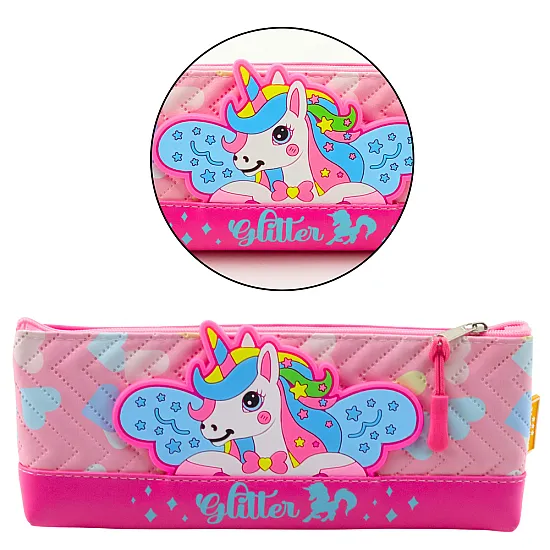 Rozā zīmuļlieta ar vienradzi 20 x 8,5 cm Vimpeļi
