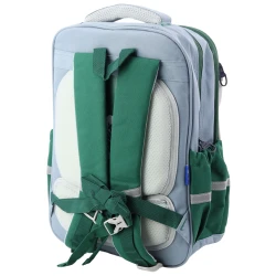 Pelēka skolas mugursoma ar dinozauru un penālu 16 l