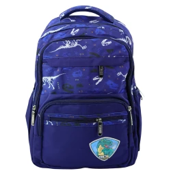 Tumši zila skolas mugursoma ar dinozauru aplikācijām 20 l