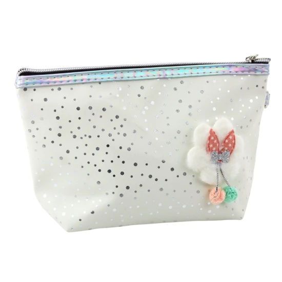 Balta penālis ar lenti un glancētiem punktiem, 23 x 16 cm Vimpeļi