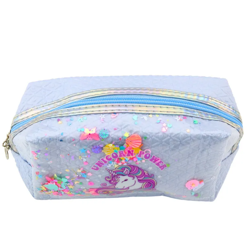Skolas penālis Unicorn Confetti, zils, 20 cm Vimpeļi