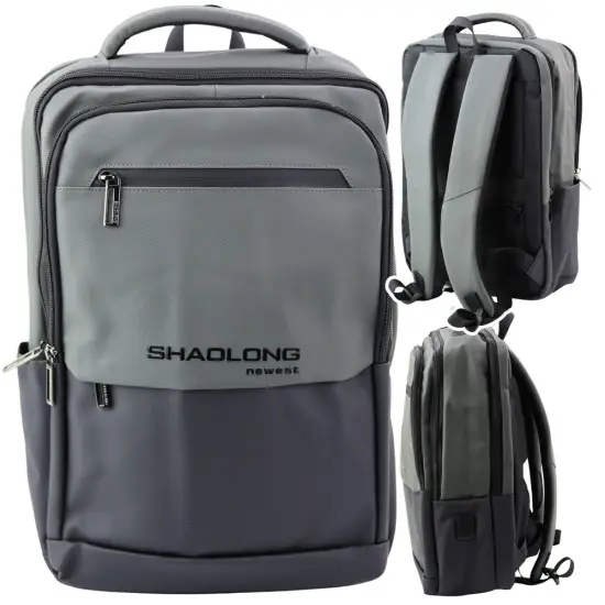 Melna/pelēka mugursoma ar USB 16L 41cm Mugursomas