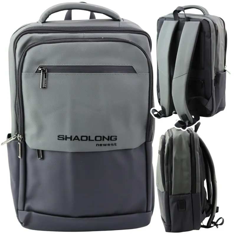 Melna/pelēka mugursoma ar USB 16L 41cm Mugursomas