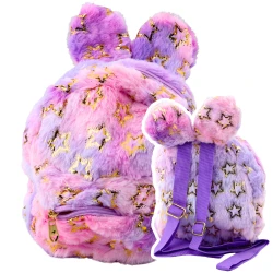 Rozā/violetā plīša mugursoma