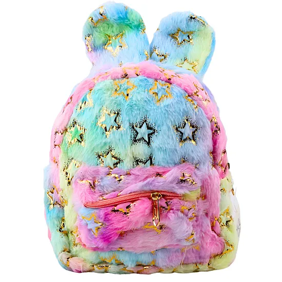 Krāsaina mugursoma ar ausīm un zelta zvaigznēm 24 cm Mugursomas