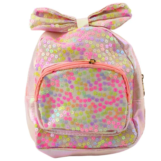 Bērnu gaiši rozā mugursoma ar mirdzumiem 22 cm, 2,8 l Mugursomas