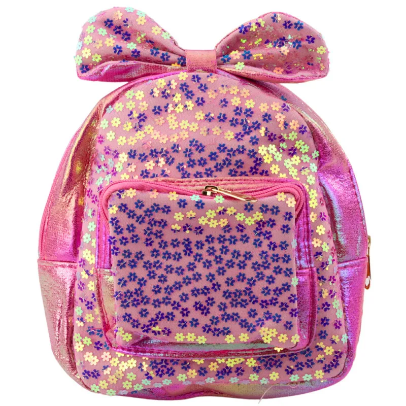 Bērnu rozā mugursoma ar spīdumiem 22 cm, 2,8 l Mugursomas
