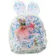 Bērnu balta mugursoma ar spīdumiem un truša ausīm, 22 cm, 4,4 l