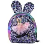 Bērnu zili violeti zilā mugursoma ar spīdumiem un truša ausīm, 22 cm, 4,4 l