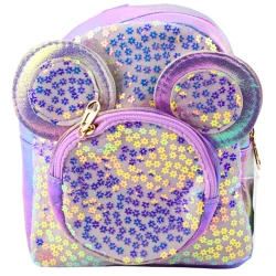 Violeta bērnu mugursoma ar mirdzumiem un peles ausīm 22cm 3L