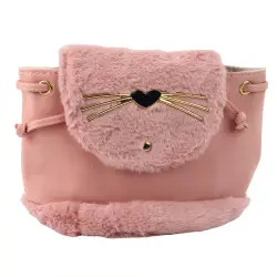 Bērnu rozā mugursoma ar plīša ausīm, regulējama siksna, 22 cm, 4 l