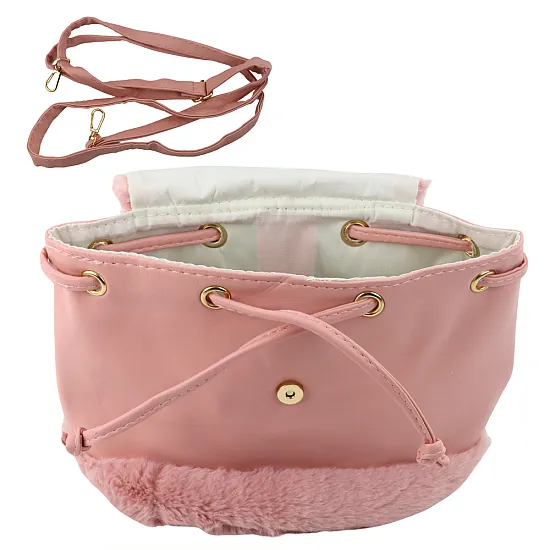 Bērnu rozā mugursoma ar plīša ausīm, regulējama siksna, 22 cm, 4 l Mugursomas