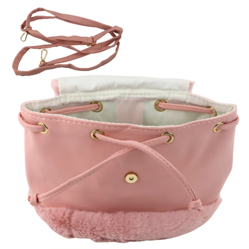 Bērnu rozā mugursoma ar plīša ausīm, regulējama siksna, 22 cm, 4 l Mugursomas
