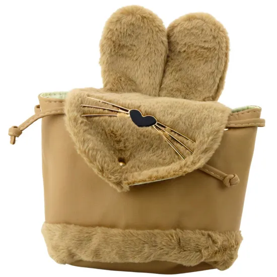 Bērnu brūna mugursoma ar plīša ausīm un regulējamu siksnu, 22 cm, 4 l Mugursomas