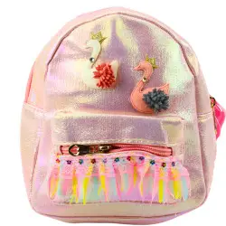 Bērnu rozā mugursoma ar mežģīņu rotājumiem, 22 cm, 2,8 l