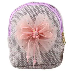 Bērnu violeta mugursoma ar lenti un zaķa motīvu, 21 cm, 2 l