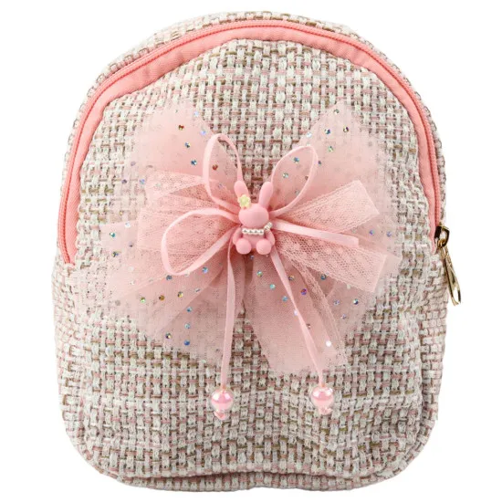 Bērnu rozā mugursoma ar lenti Bunny, 21 cm, 2 l Mugursomas