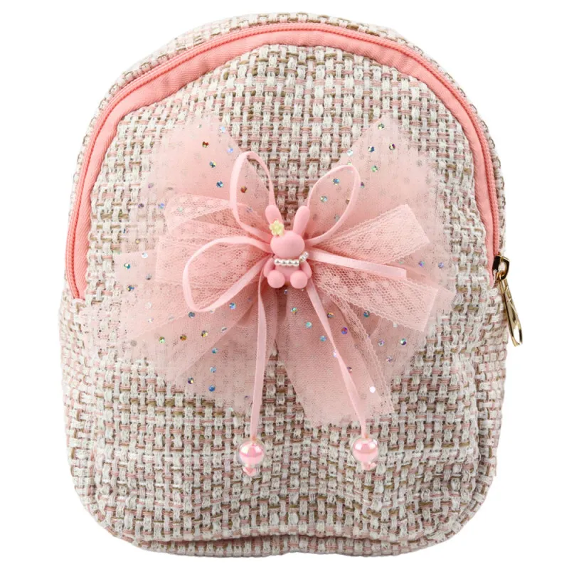 Bērnu rozā mugursoma ar lenti Bunny, 21 cm, 2 l Mugursomas