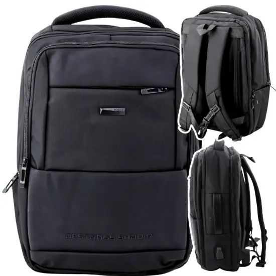 Melna mugursoma ar USB 26 l, 45 cm Mugursomas