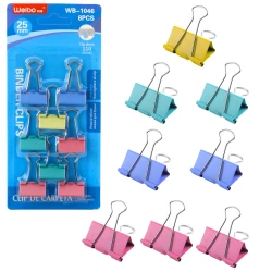 8 krāsainu papīra saspraužu komplekts, 25 mm