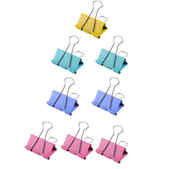 8 krāsainu papīra saspraužu komplekts, 25 mm Nelieli kancelejas piederumi